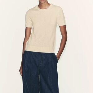 Zara Cream Short Sleeve Sweater S